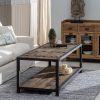 Mesa De Cafe Natural-Preto Elm Madeira 165 X 64 X 55 Cm