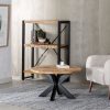Mesa De Cafe Natural-Preto Madeira-Ferro 80 X 80 X 45 Cm