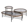 Mesa De Cafe Natural-Preto Madeira-Metal 76 X 81 X 38 Cm