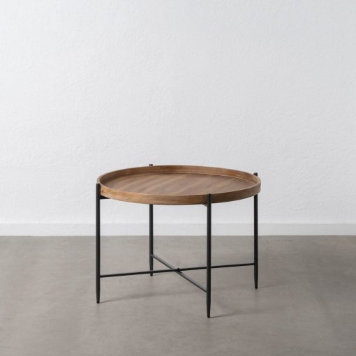 Mesa De Cafe Natural-Preto Metal-Madeira 80 X 80 X 55 Cm - Image 12