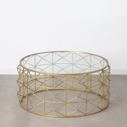Mesa De Cafe Ouro Metal-Cristal Room 98 X 44 X 98 Cm - Image 2
