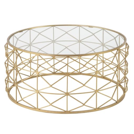 Mesa De Cafe Ouro Metal-Cristal Room 98 X 44 X 98 Cm - Image 3