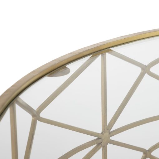 Mesa De Cafe Ouro Metal-Cristal Room 98 X 44 X 98 Cm - Image 4
