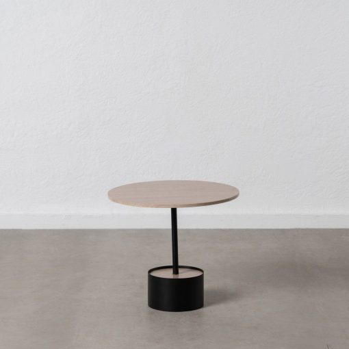 Mesa De Cafe Preto-Natural Mdf-Metal 50 X 50 X 45 Cm - Image 2