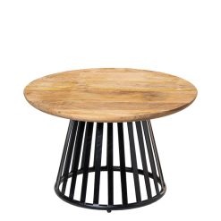 Mesa De Centro Madeira De Mango  com base Metal Preto 60x38cm