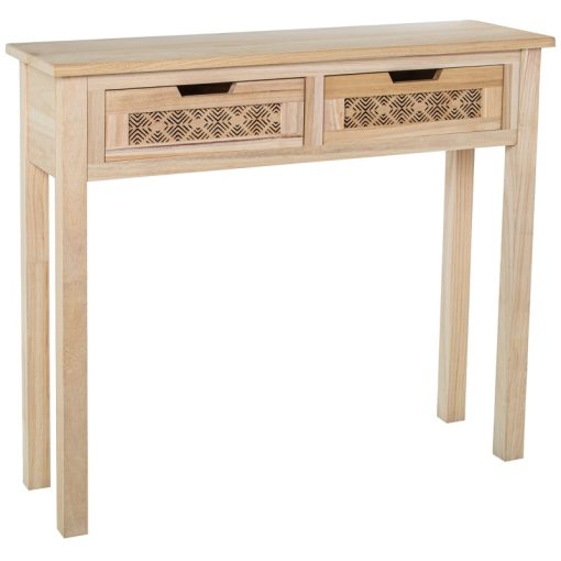 Mesa De Entrada Com 2 Gavetas Madeira Natural 90x28x80cm