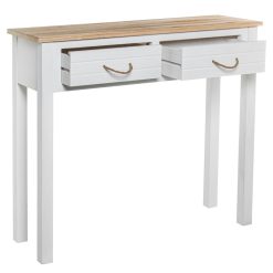 Alternative view of Mesa De Entrada Em Madeira Branca Com 2 Gavetas 90x28x81cm