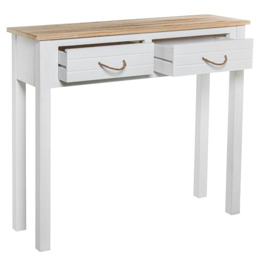 Mesa De Entrada Em Madeira Branca Com 2 Gavetas 90x28x81cm - Image 2
