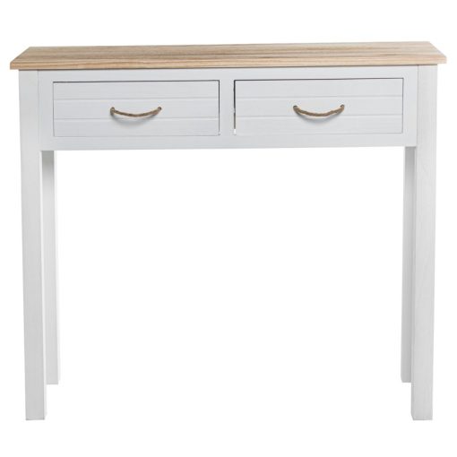 Mesa De Entrada Em Madeira Branca Com 2 Gavetas 90x28x81cm - Image 3
