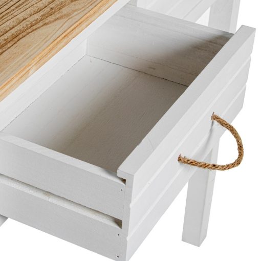 Mesa De Entrada Em Madeira Branca Com 2 Gavetas 90x28x81cm - Image 6
