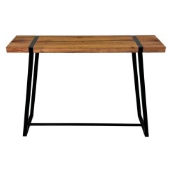 Mesa De Entrada Em Madeira De Metal Preta