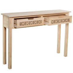 Alternative view of Mesa De Entrada Em Madeira Natural Com 2 Gavetas 110x30x81cm