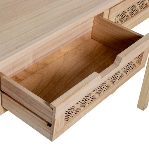 Mesa De Entrada Em Madeira Natural Com 2 Gavetas 110x30x81cm - Image 4