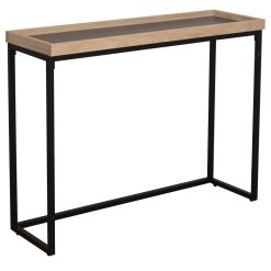 Mesa De Entrada Metal Negro Madeira Natural 100x30x75