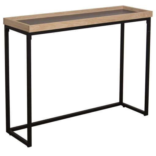 Mesa De Entrada Metal Negro Madeira Natural 100x30x75