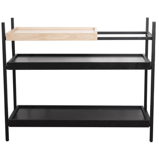 Mesa De Entrada Metal Negro Madeira Natural 100x40x81cm, Alt. Pés:10cm - Image 3