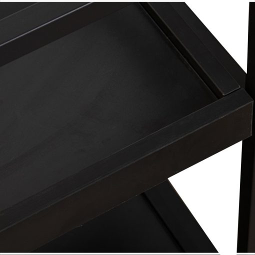 Mesa De Entrada Metal Negro Madeira Natural 100x40x81cm, Alt. Pés:10cm - Image 4