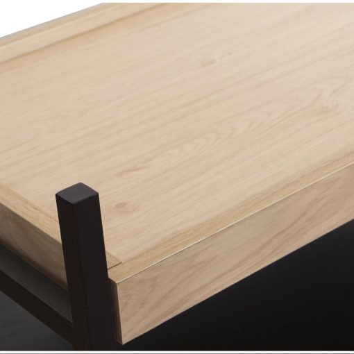 Mesa De Entrada Metal Negro Madeira Natural 100x40x81cm, Alt. Pés:10cm - Image 5