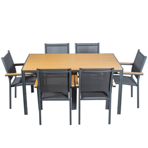 Mesa De Exterior Em Aço Antracita E Polietileno 150x90x74cm - Image 6