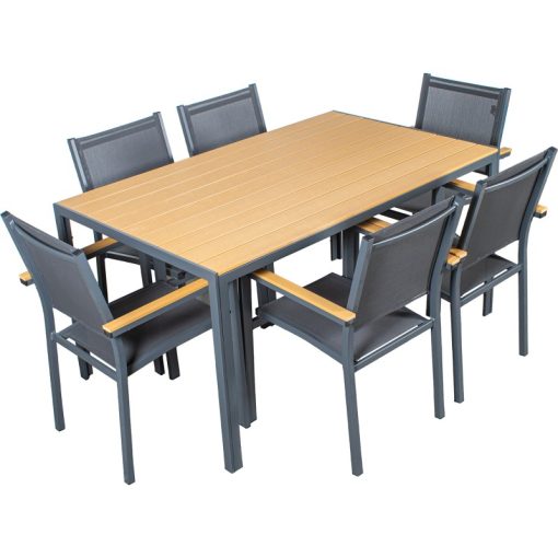 Mesa De Exterior Em Aço Antracita E Polietileno 150x90x74cm - Image 7