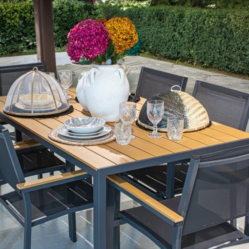 Mesa De Exterior Em Aço Antracita E Polietileno 150x90x74cm - Image 8
