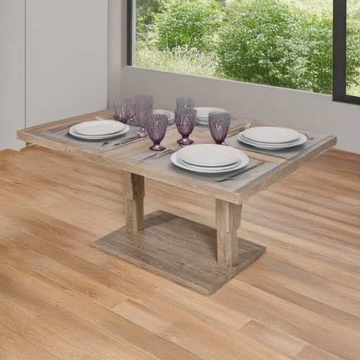 Mesa De Exterior Em Alumínio Creme Regulável Em Altura 140x82x45/68cm - Image 3