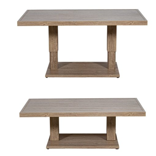 Mesa De Exterior Em Alumínio Creme Regulável Em Altura 140x82x45/68cm - Image 7