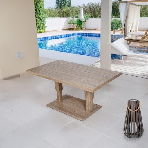 Mesa De Exterior Em Alumínio Creme Regulável Em Altura 140x82x45/68cm - Image 9