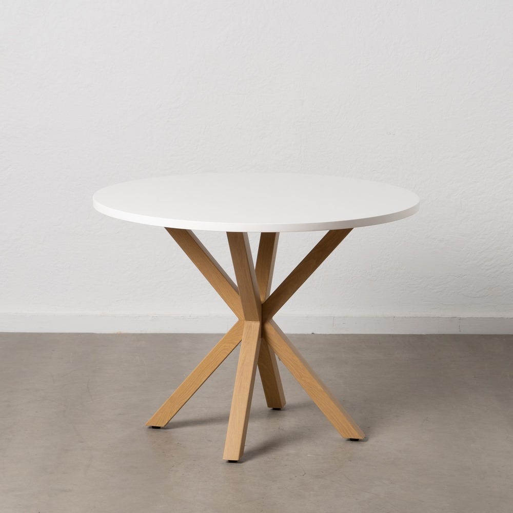Mesa De Jantar Branco-Natural Mdf-Metal 100 X 100 X 76 Cm - Image 11