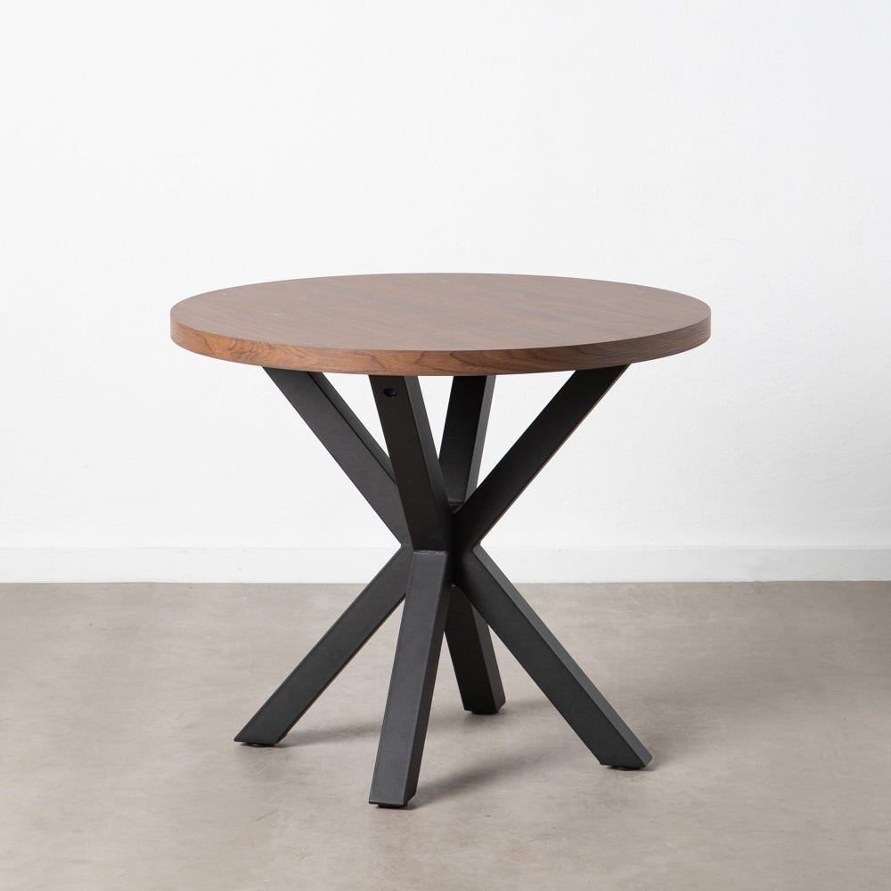 Mesa De Jantar Castanho-Negro Mdf-Metal 90 X 90 X 76 Cm - Image 2