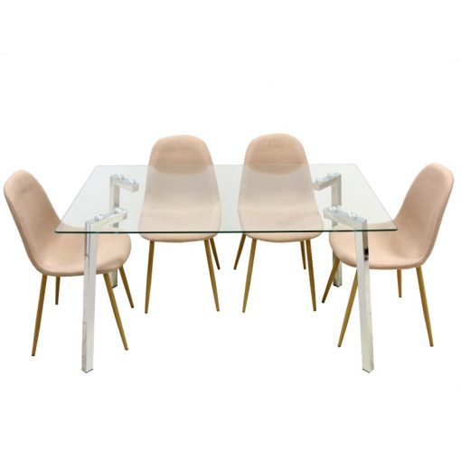 Mesa De Jantar En Metal/vidro+90977, Pernas Em Aço Inox.  140x80x75cm, Vidro Temperado:8mm - Image 4