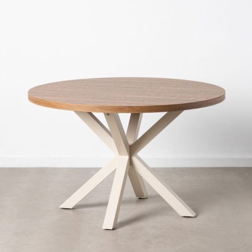 Mesa De Jantar Natural-Branco Mdf-Metal 120 X 120 X 76 Cm - Image 7
