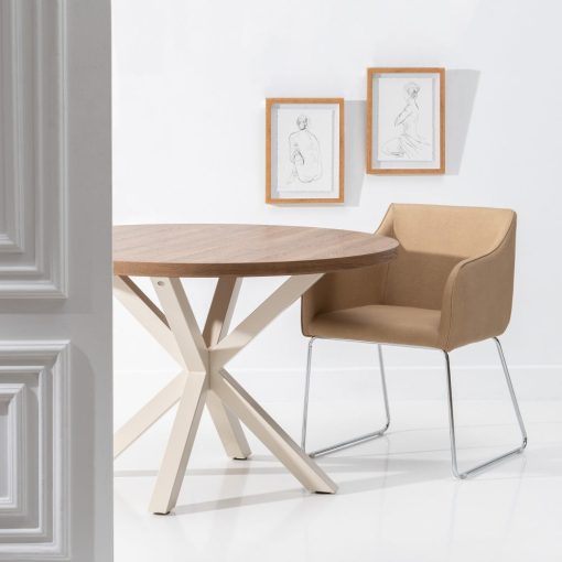 Mesa De Jantar Natural-Branco Mdf-Metal 120 X 120 X 76 Cm - Image 10