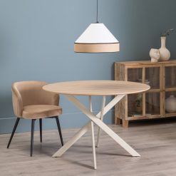 Mesa De Jantar Natural-Creme Mdf-Metal 120 X 120 X 75 Cm