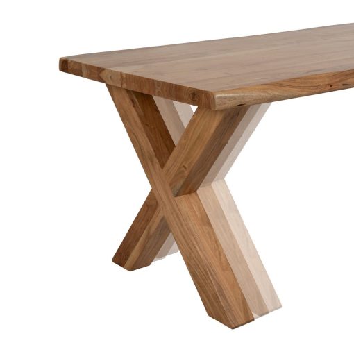 Mesa De Jantar Natural Madeira De Acácia 240 X 100 X 76 Cm - Image 5