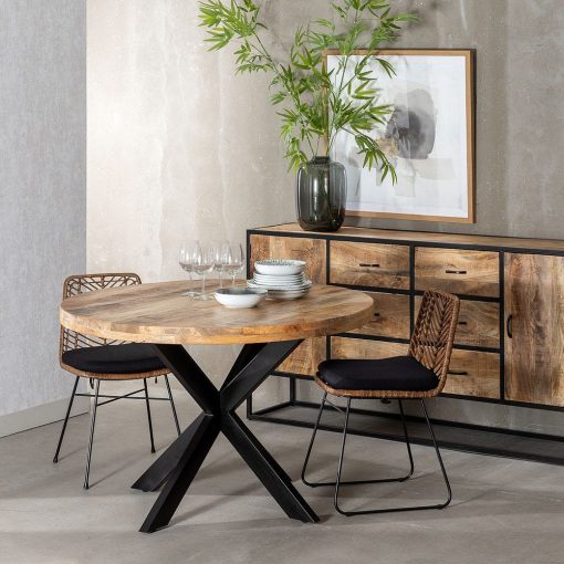 Mesa De Jantar Natural-Preto 120 X 120 X 79 Cm