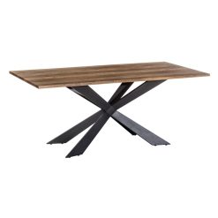 Mesa De Jantar Preto-Castanho Metal / Mdf 180 X 93 X 75 Cm