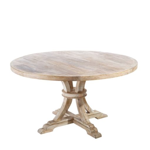 Mesa De Jantar Redonda Branco Decapagem 150 X 150 X 76 Cm