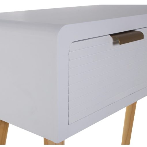 Mesa Entrada Madeira 2 Gavetas Branco/ratán 80x30x78cm, Abeto+dm+ratán - Image 7