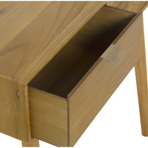 Mesa Entrada Madeira 2 Gavetas Liso+relieve 80x40x78cm, Paulownia+pino+cm - Image 6