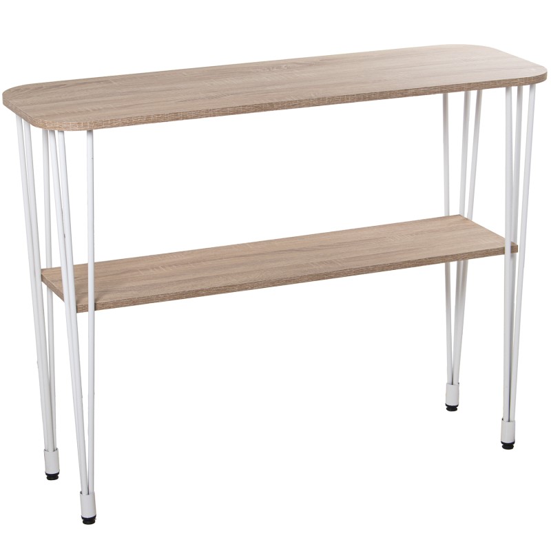 Mesa Entrada Madeira Cl. Carvalho +72290 Pés Metal Branco