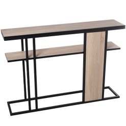 Alternative view of Mesa Entrada Madeira Cor Carvalho/metal Negro 120x25x82cm