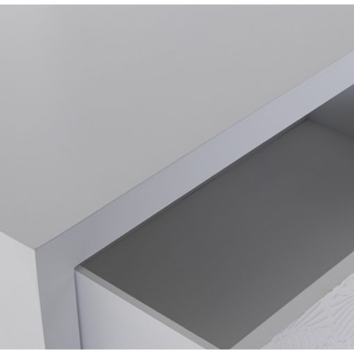 Mesa Entrada Madeira  com 2 Gavetas Branco Relieve+folha Dourada 90x30x78cm, Abeto+dm - Image 5