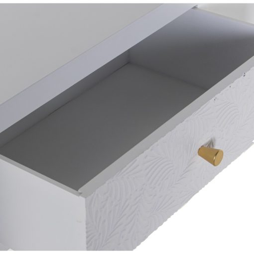 Mesa Entrada Madeira  com 2 Gavetas Branco Relieve+folha Dourada 90x30x78cm, Abeto+dm - Image 6