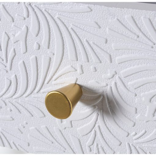 Mesa Entrada Madeira  com 2 Gavetas Branco Relieve+folha Dourada 90x30x78cm, Abeto+dm - Image 9