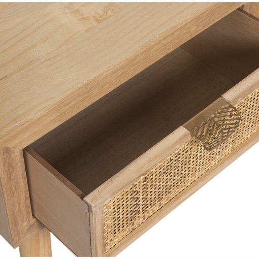 Mesa Entrada Madeira  com 3 Gavetas Ratán Natural, Paulownia+ Dm 110x30x78cm, Alt. Pés:60cm - Image 5