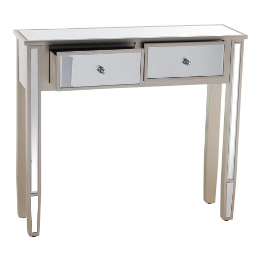 Mesa Entrada Madeira/espelhos Champagne  com 2 Gavetas 90x25x80cm - Image 3