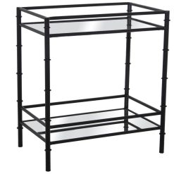 Mesa Entrada Metal Negro e Espelho  com balda Inferior 54x34x60cm