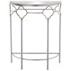 Mesa Entrada Metal Plateado  com cristal Espelho Semicircular 60x30