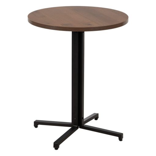 Mesa Natural-Preto Mdf-Metal Decoração. 60 X 60 X 75 Cm